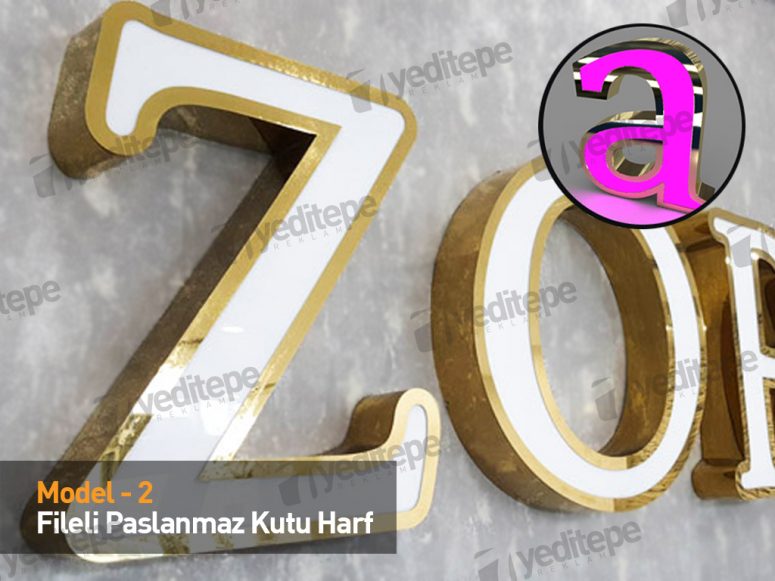 Fileli Paslanmaz Kutu Harf