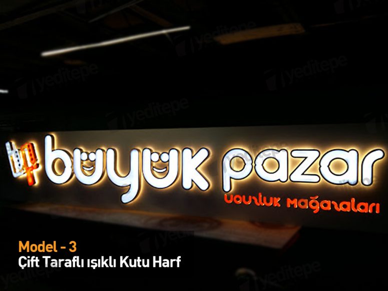 Çift Taraflı Işıklı Pleksi Kutu Harf